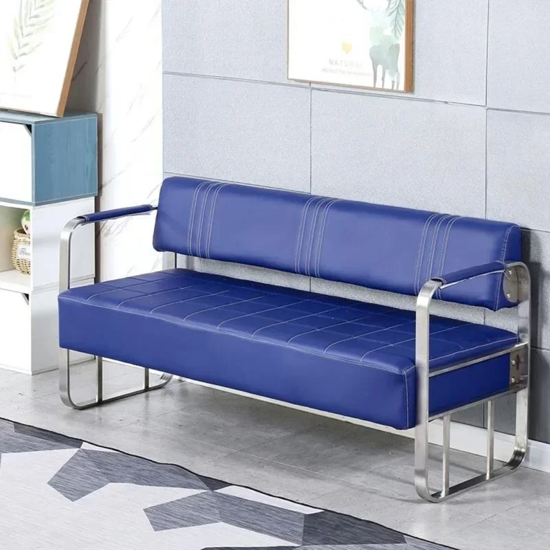 Sofa Modern Customized Stainless Steel Beauty Salon Waiting Sofa Long Bench Barbershop Chairs Shampoo Furniture Modern Simple