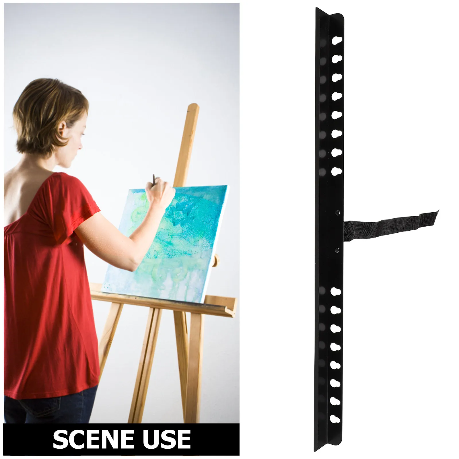 Easel Crossbar Artist Stand Replacement Part Fit for Metal Tripod Easels with Holes Black Crossbar for Painting Canvas Support