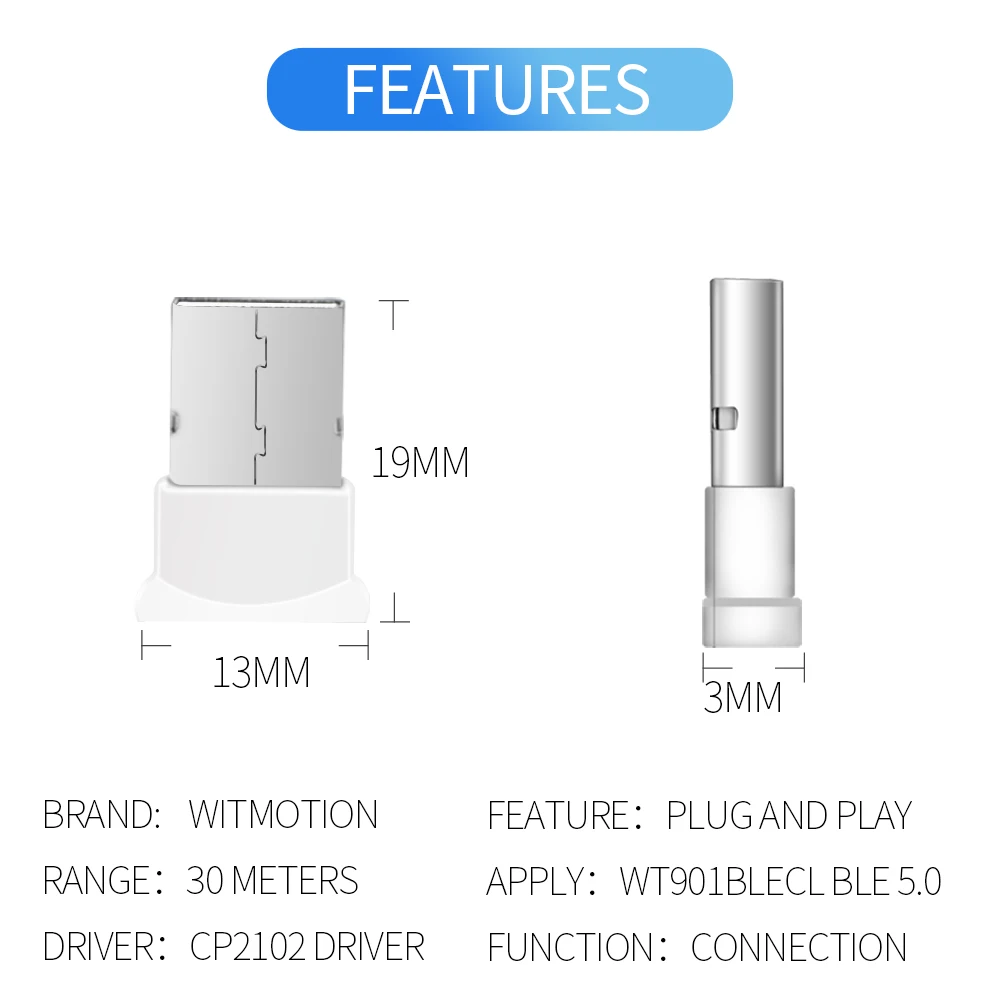 WitMotion USB-HID z kluczem Bluetooth, adapter Bluetooth do serii czujników Bluetooth witmotion