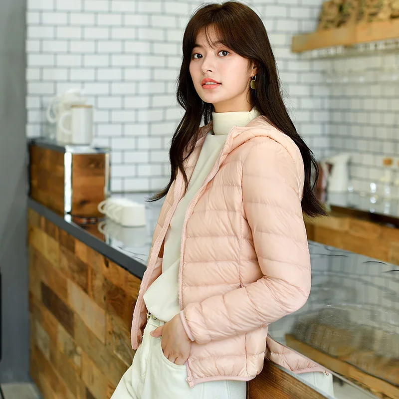

15 Colors Women Ultra Lightweight Puffer Jacket 2025 New Korean Fashion Hooded Short Female Wind-Resistant Breathable Down Coat