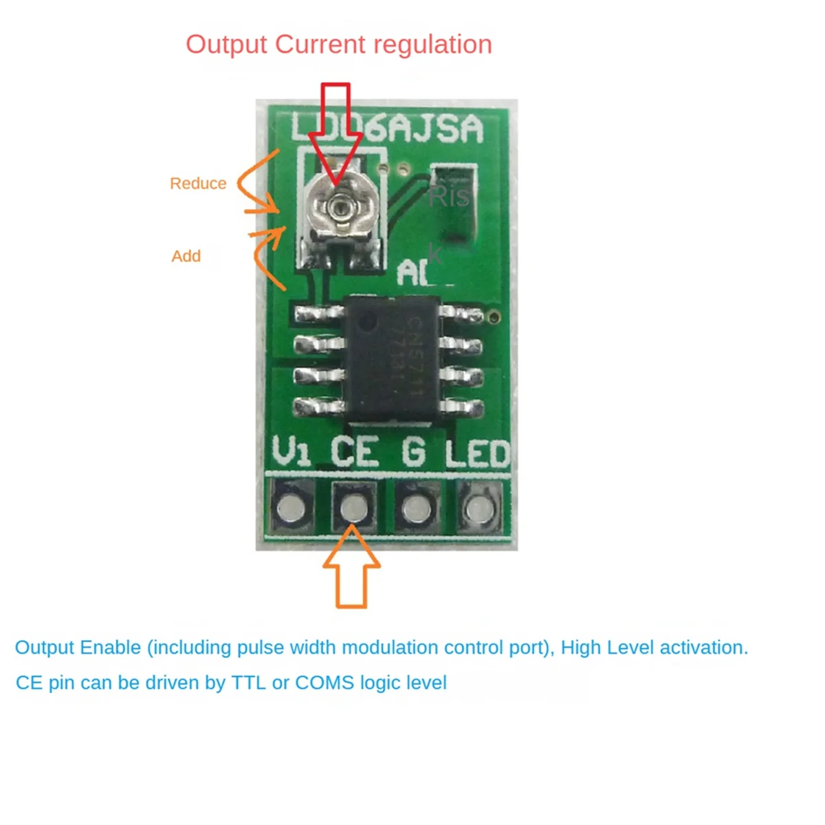 5PCS 30-1500MA Adjustable Constant Current LED Driver DC 3.3V 3.7V 4.2V 5V PWM Control Board Buck Power ModuleJAS