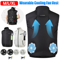 Cooling Vest Summer Sleeveless Cooling Workwear Air Breathable Conditioner Clothes With 3 Gear Heat Resistant Cooling Fan Vest