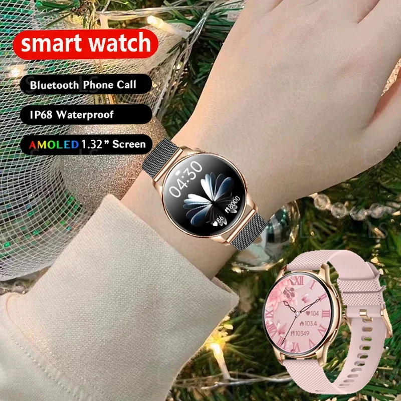 

New Women's Smartwatch 1.32inch 466*466 AMOLED HD Screen Bluetooth Call Motion tracking IP68 Waterproof Women's Smartwatch 2025