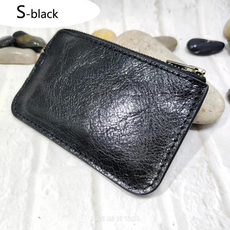 Mini Zipper Waist Bag Leather Belt Pack Small ID Card Holder Driver's license holster Passport Wallet Mobile Phone Sheath LHD