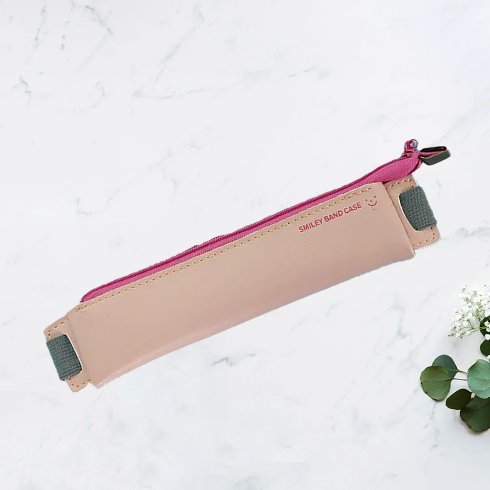 

Stylish PU Pen Holder Zipper Closure Pen Insert Remove Secure Fit Office School Supplies Gift for Men Women Wine Red