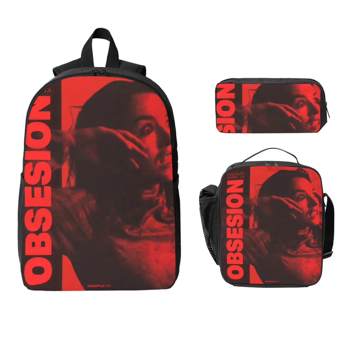 3Pcs Obsession 2026 Horror Movie merch Backpack Set for Kids Pen Bags Bookbag Sets with Lunch Box For School Students Daypack