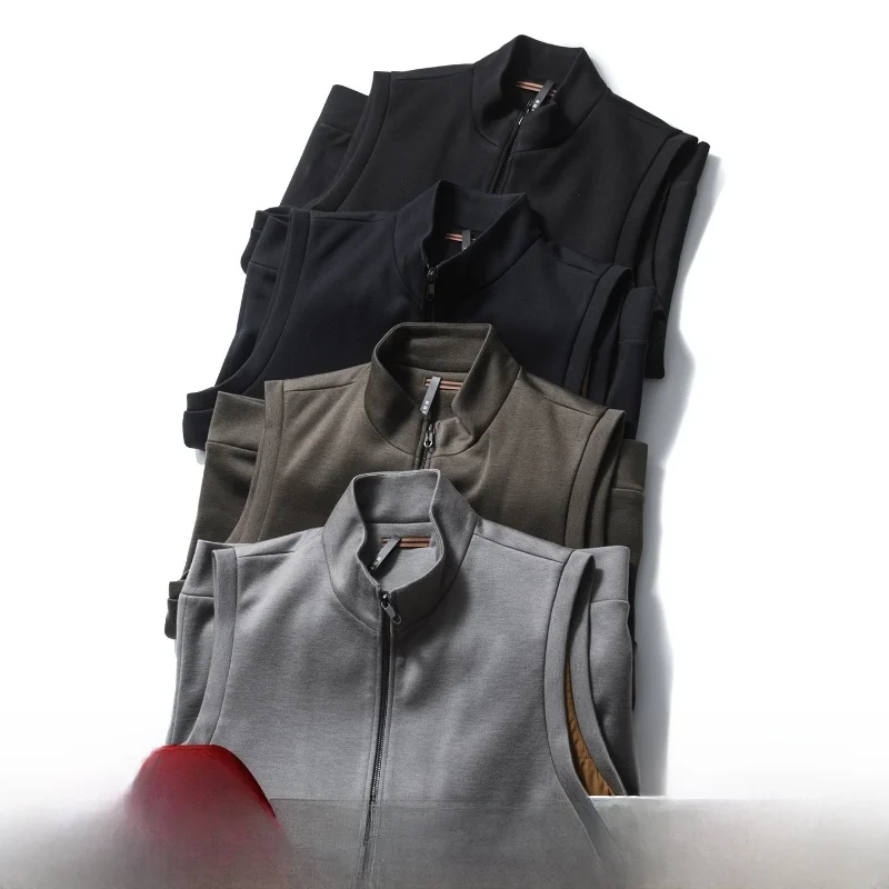 

Luxury Wool Blend Knitted Vest Men's Fashion Urban Style Windproof Warm Standard Fit Daily Wear Autumn Winter Business Vest