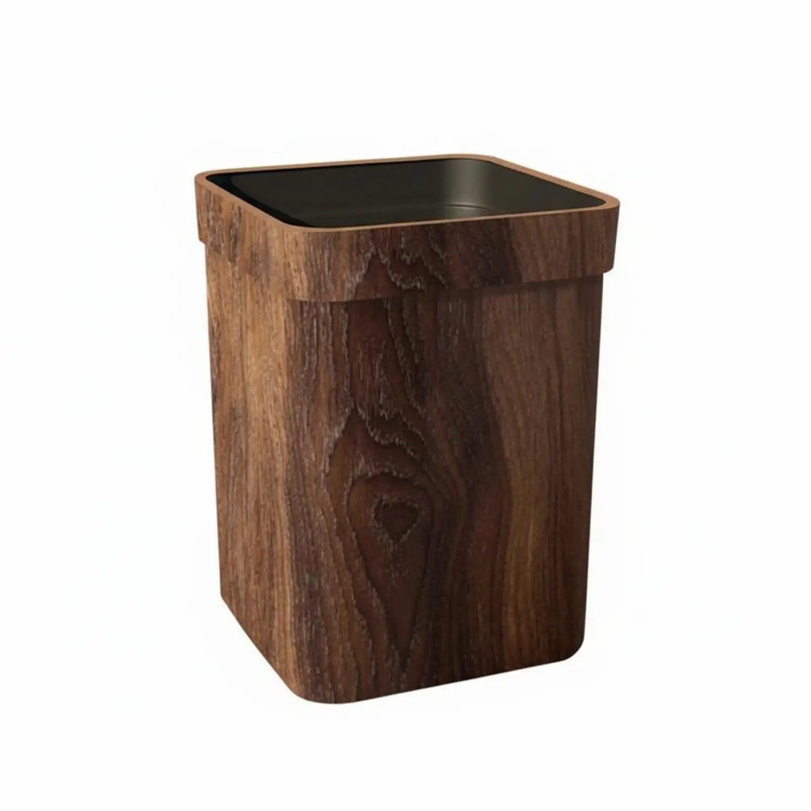 Rectangular Wooden Waste Basket Aesthetic Trash Bin with Hidden Bag Strap Modern Household for Living Space