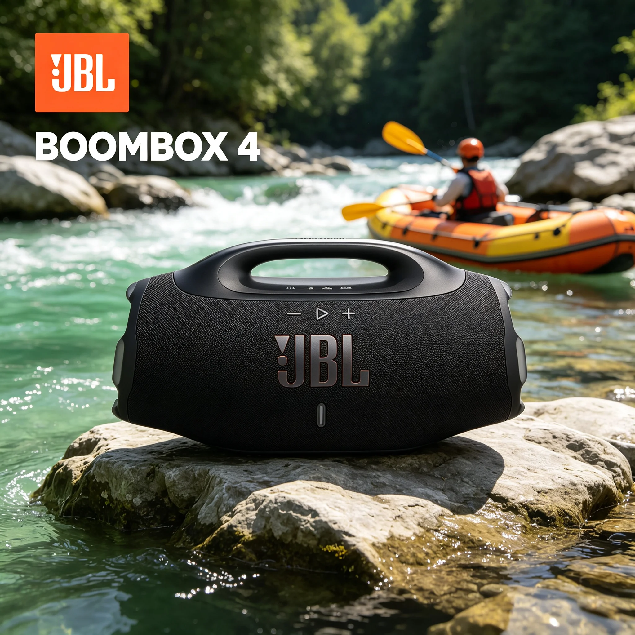 JBL Boombox 4 Outdoor Wireless Speaker AI Sound Boost Clear Loud Sound 34H Playtime Heavy Bass Party Box