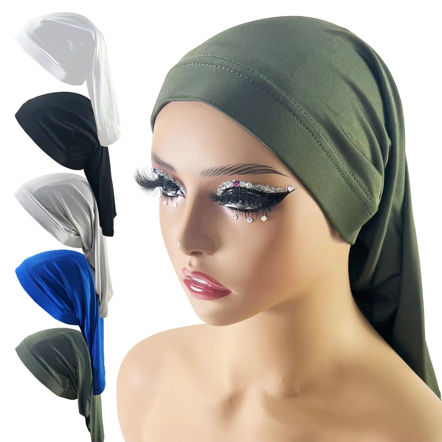 Hair Care Hats High Elastic Long Cap Hair Night Sleep Cap Satin Bonnet Long Hair Hat Sleeping Hats Wrap Night Cap For Women