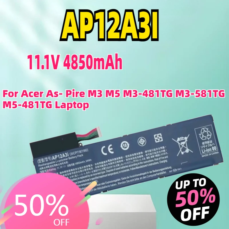 

New AP12A3I 11.1V 4850mAh Laptop Battery Factory Price For Acer As- Pire M3 M5 M3-481TG M3-581TG M5-481TG Laptop
