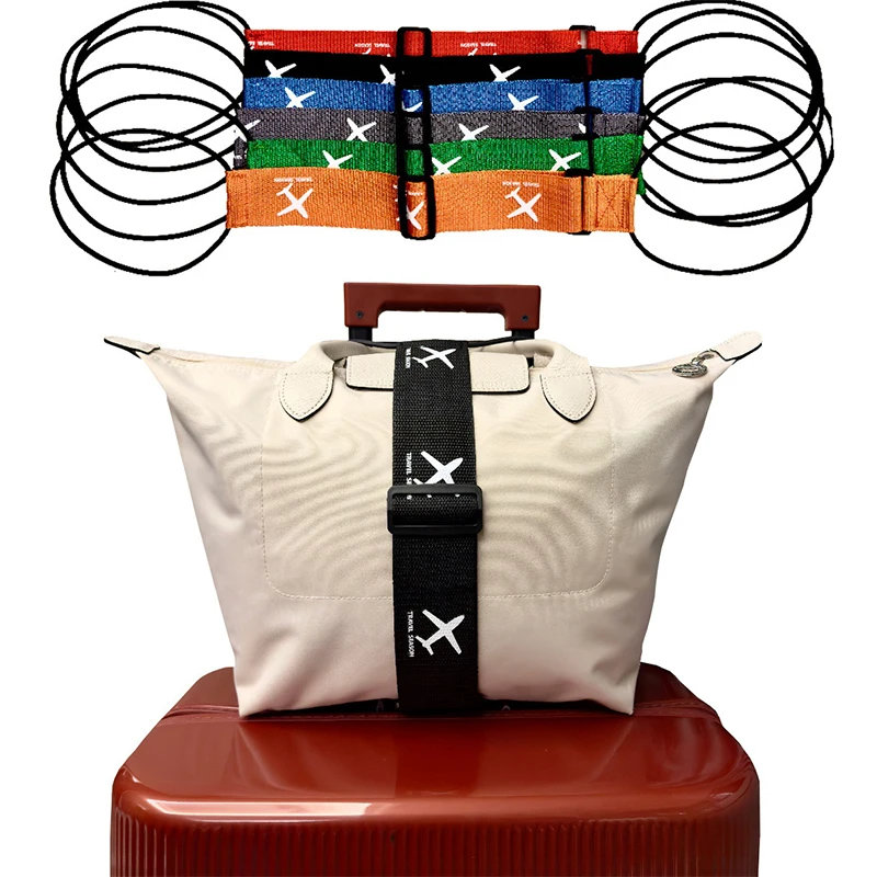 1PC Strong Wear-resistant Fixed Hanging Strap Luggage Elastic Rope Binding Belt Printed Airplane Pattern Suitcase Binding Belt