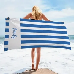 Custom Name Stripe Beach Towel 3D Ultra-fine Fiber Beach Towel with Absorbent and Breathable Summer Swimming Stripes Towel