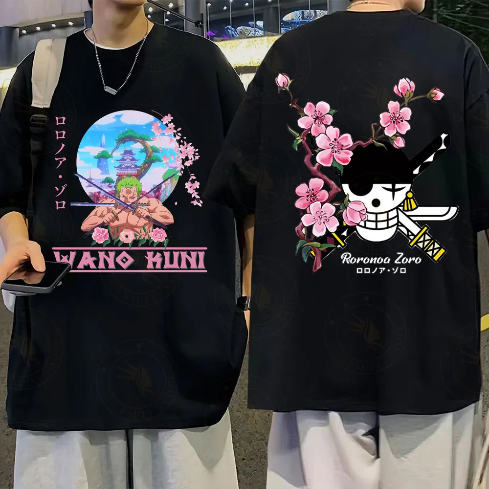 

One Piece Zorro Japanese Anime Men Women Summer T-shirt Harajuku Retro Short-sleeved Loose Oversized Casual Comfortable Y2k Top