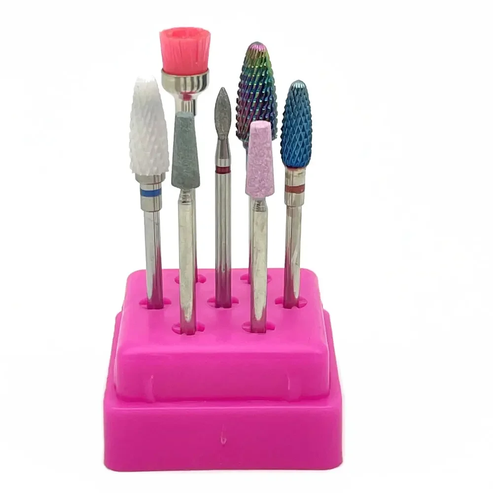 7 個フライスカッターマニキュアセットセラミックネイルドリルビット電気ドリルマニキュアマシンペディキュアトウモロコシコランダム