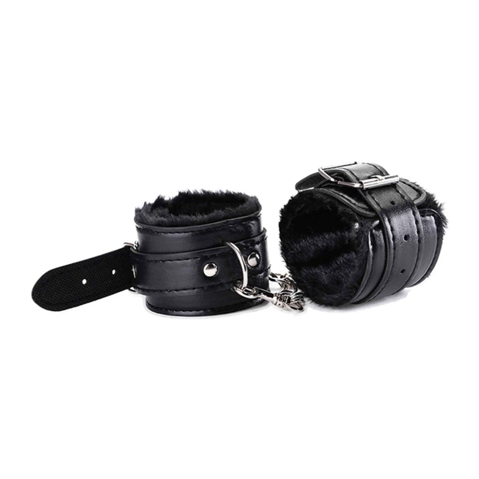 Premium PU Leather Plush Handcuffs Soft Fluffy BDSM Bondage Restraints Adjustable Ankle Cuffs For Couples Sex Toys