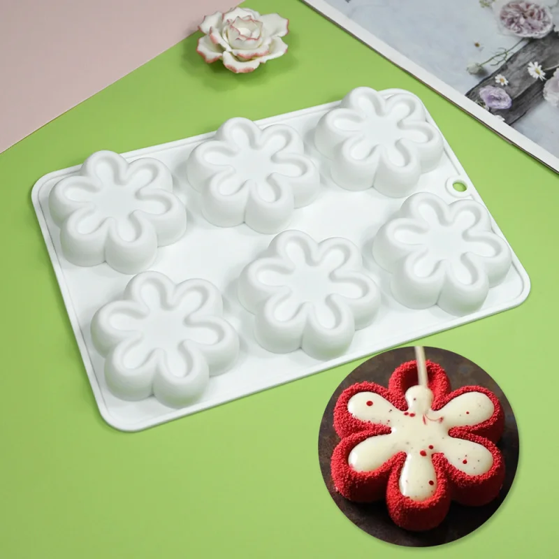 6 Even Small Flower Silicone Mousse Mold Petal Flower French Dessert Chocolate Grinding Tool Cake Baking Decoration Tools