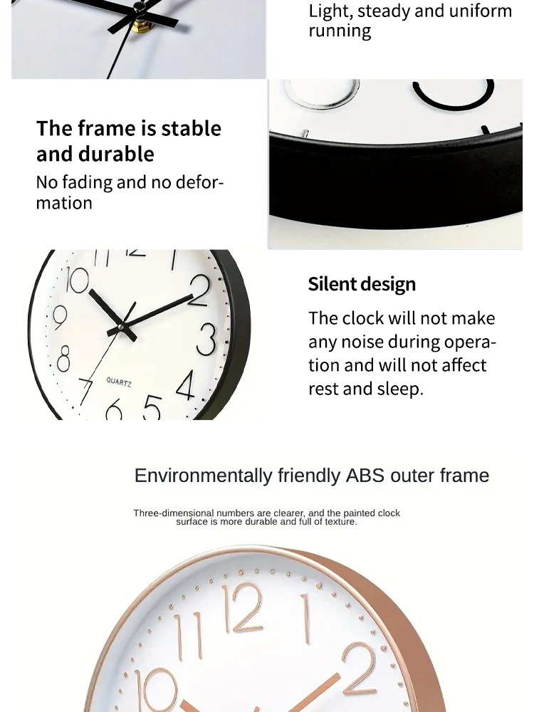 8 Zoll Digitale Wanduhr, Geräuschlose Sekundenzeiger-Quarzuhr, Minimalistische Wanduhr, Perfekt für Wohnzimmer und Wohndekoration – Detail 6