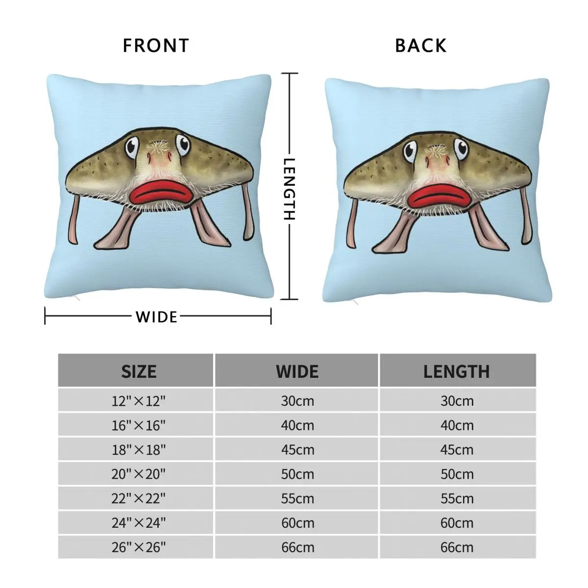 Red-lipped Batfish Square Pillowcase Polyester Linen Velvet Creative Zip Decor Pillow Case Room Cushion Cover