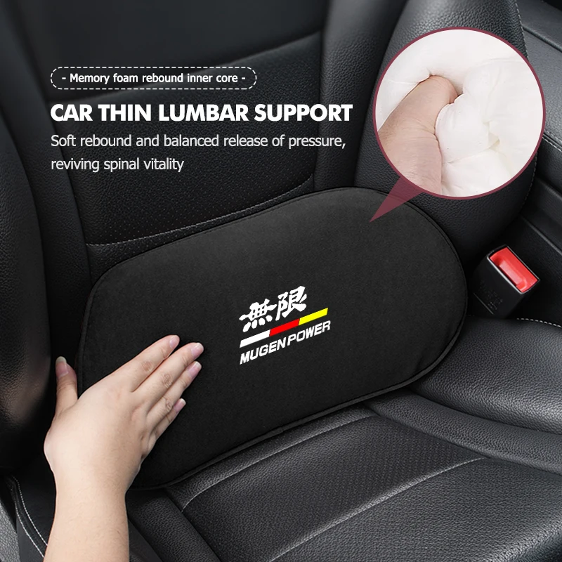 Suede Car Seat Waist Support Lumbar Cushion Accessorie For Honda Mugen Power Accord Civic vezel Crv City Jazz Hrv