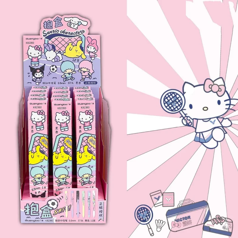 

Набор из 12 шт. гелевых ручек Sanrio Kuromi Cinnamoroll PomPomPurin с милым дизайном, 0,5 мм, черные чернила, для подписи, школьные принадлежности