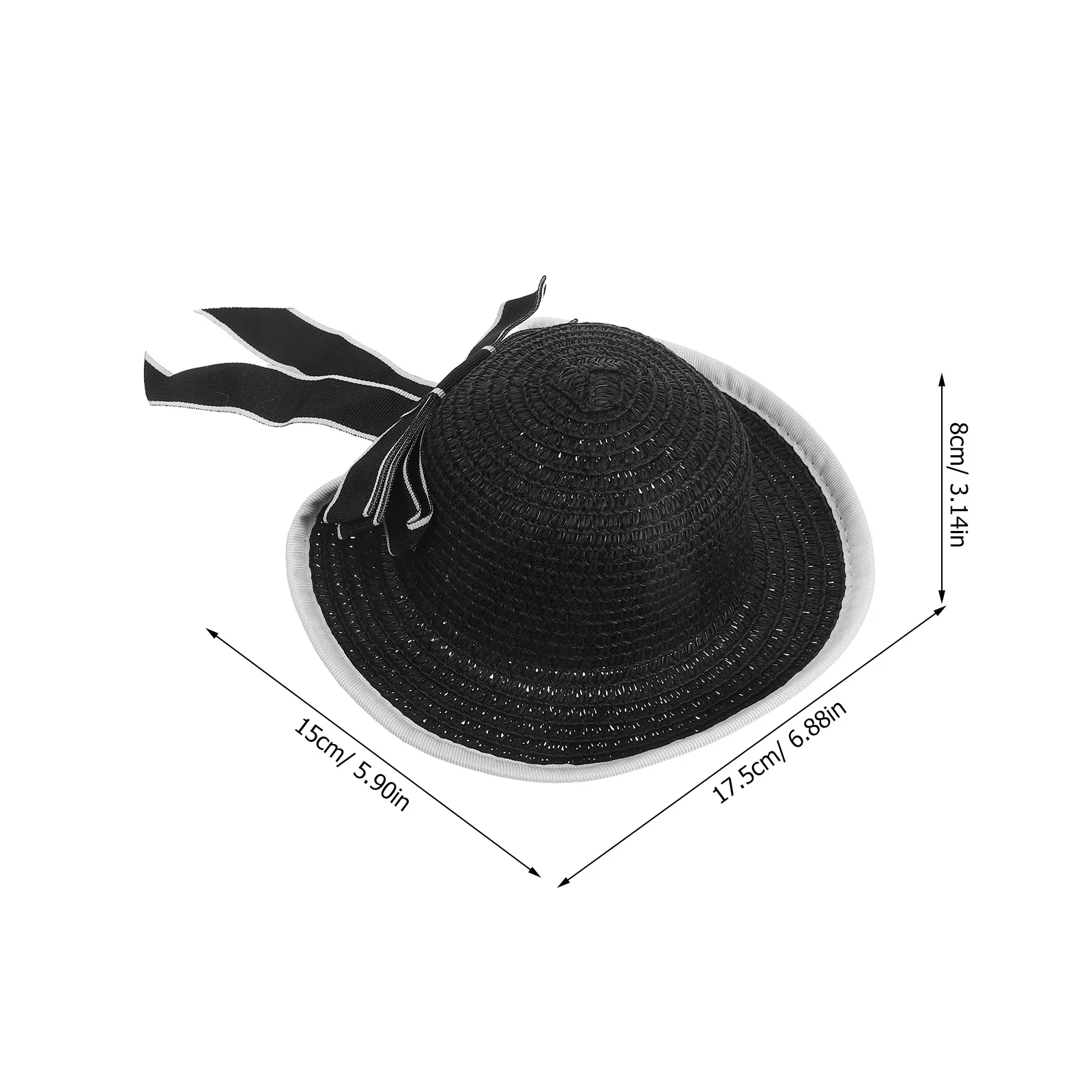 หมวกฟางจิ๋วพร้อมริบบิ้นลูกไม้ เนื้อสัมผัสสมจริง สำหรับตกแต่งบ้านตุ๊กตา งานประดิษฐ์ ของตกแต่งขนาดเล็ก