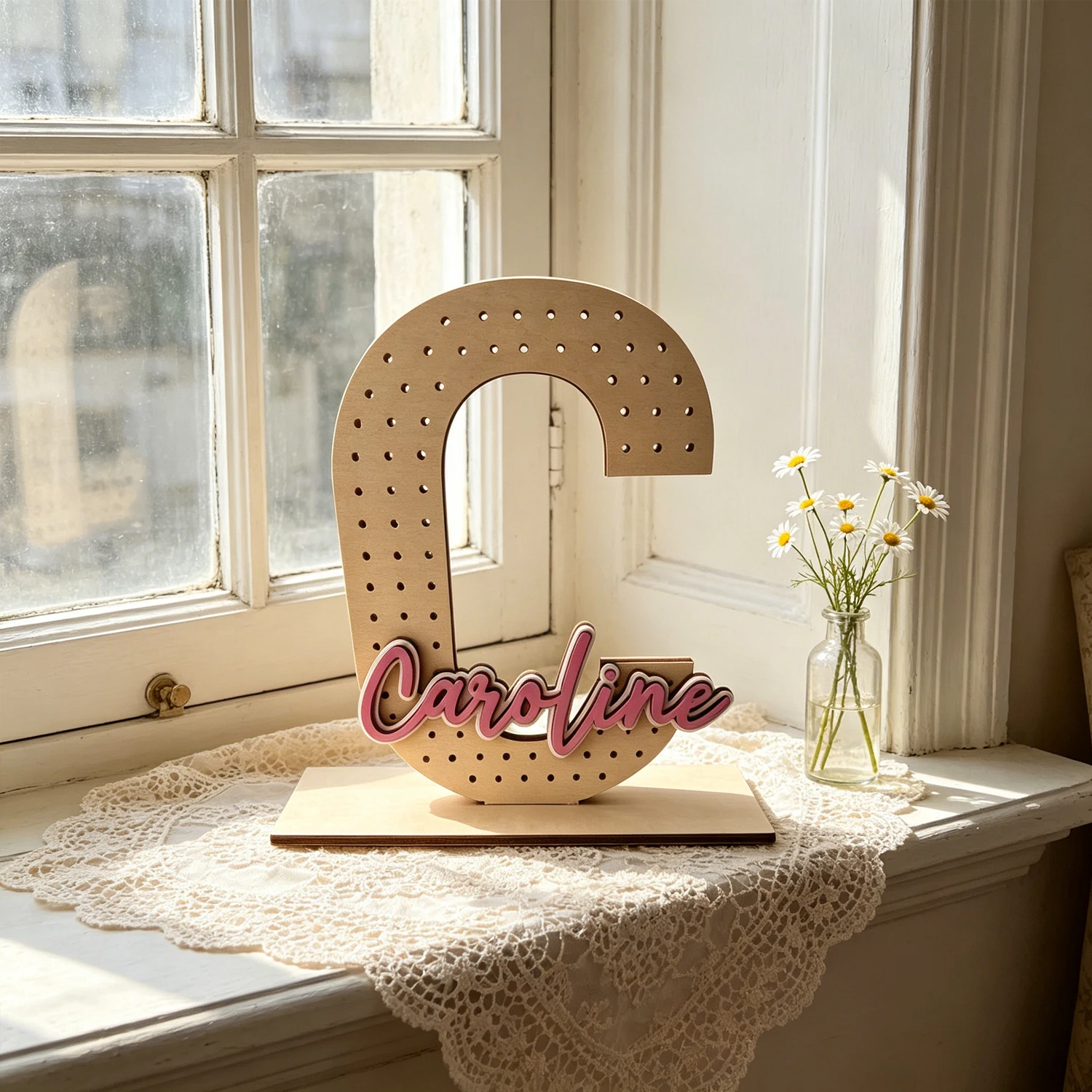 1pc Support à boucles d'oreilles en bois de style coréen personnalisé : Organisateur de bijoux en bois, Cadeaux de décoration pour anniversaire, mariage, fête pour petite amie