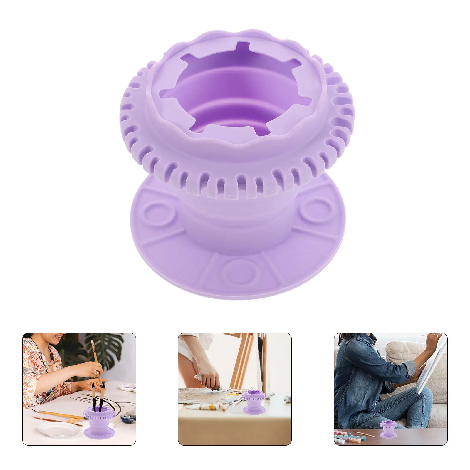 

Efficient Brush Cleaner Cup Purple Silicone Makeup Tool Holder for Quick Cleaning Drying Storage All-in-One Design Compact