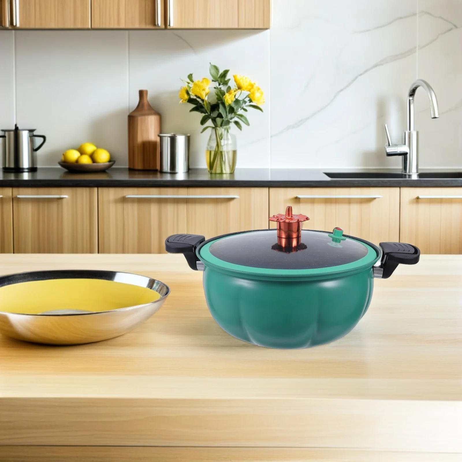 

Pumpkin Shaped Micro Pressure Cooker Pot 8L Non-Stick Maifan Stone Stew Soup Pot Fast Cooking Anti-Overflow Gas Induction Stove