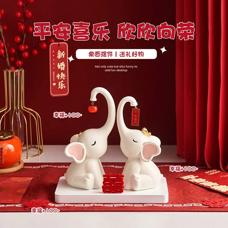DSA couple elephant ornament living room TV cabinet wedding room ornament engagement wedding gift resin allegory ornament