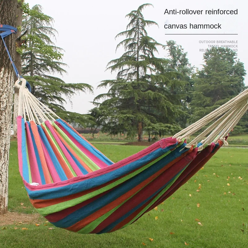 Leisure Outdoor Hammocks Person Thickened Canvas Hammock Swing Rope Outdoor Camping Supplies Hammock Frame Hanging Chair