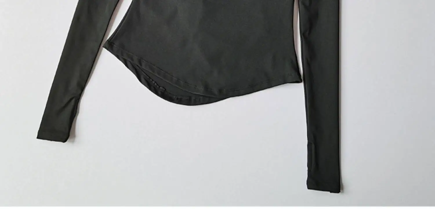 Damen V-Ausschnitt Eng Anliegendes Sexy Yoga-Oberteil Schnelltrocknend Schlankmachendes Fitness-Lauf-T-Shirt Lässiges Sport-Langarm-Mode-Top – Detail 10