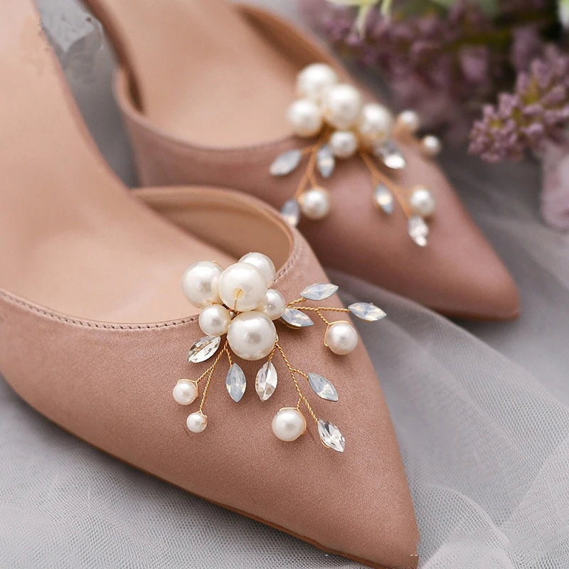 1PC Bag Pendant/Brooch Crystal Pearls Charm Buckle Handmade Alloy Flower Shoes Clip Removable Wedding Shoes Decoration