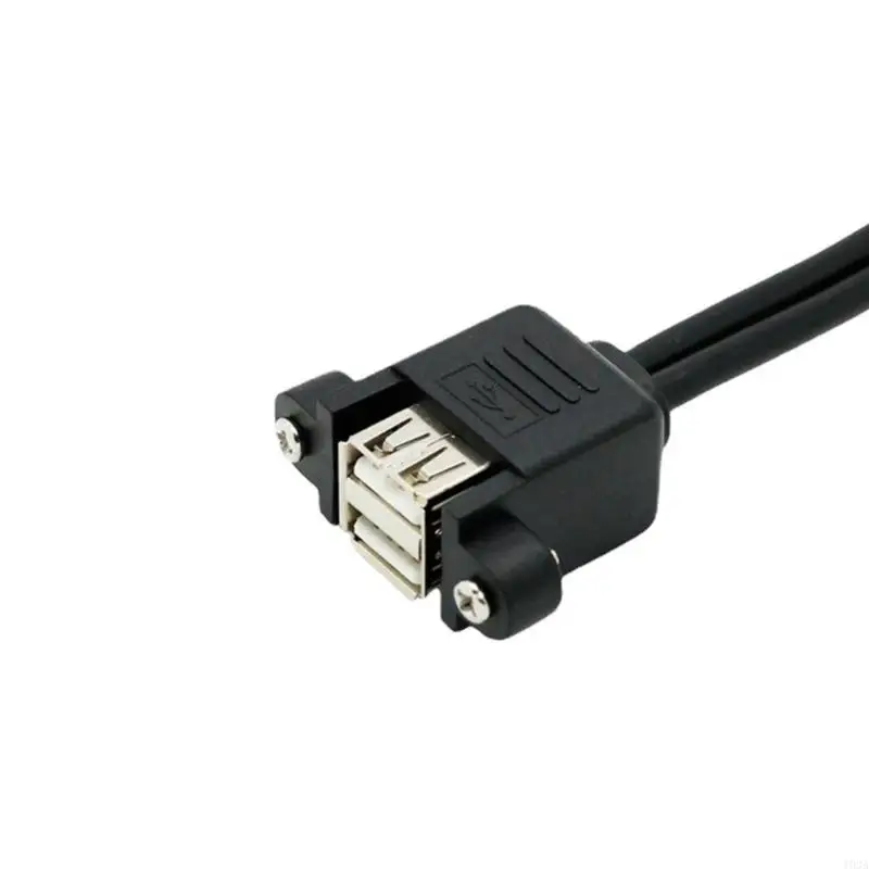 193A Car and Office USB Extension Cable with Double Female Port, USB Male Connectors, Mounting Ears for Fixed Routing