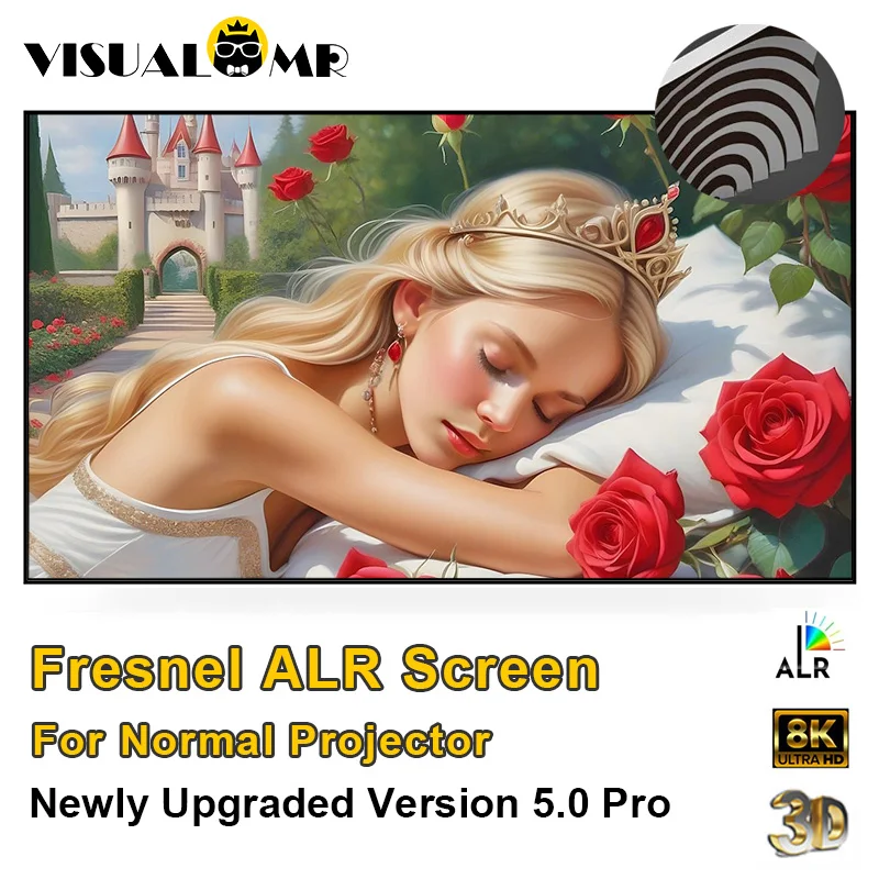 

Newly Upgraded Fresnel 5.0 Pro Frame ALR Projection Screen 1CM Bezel 4/8K HD Best Ambient Light Rejecting for Normal Projectors