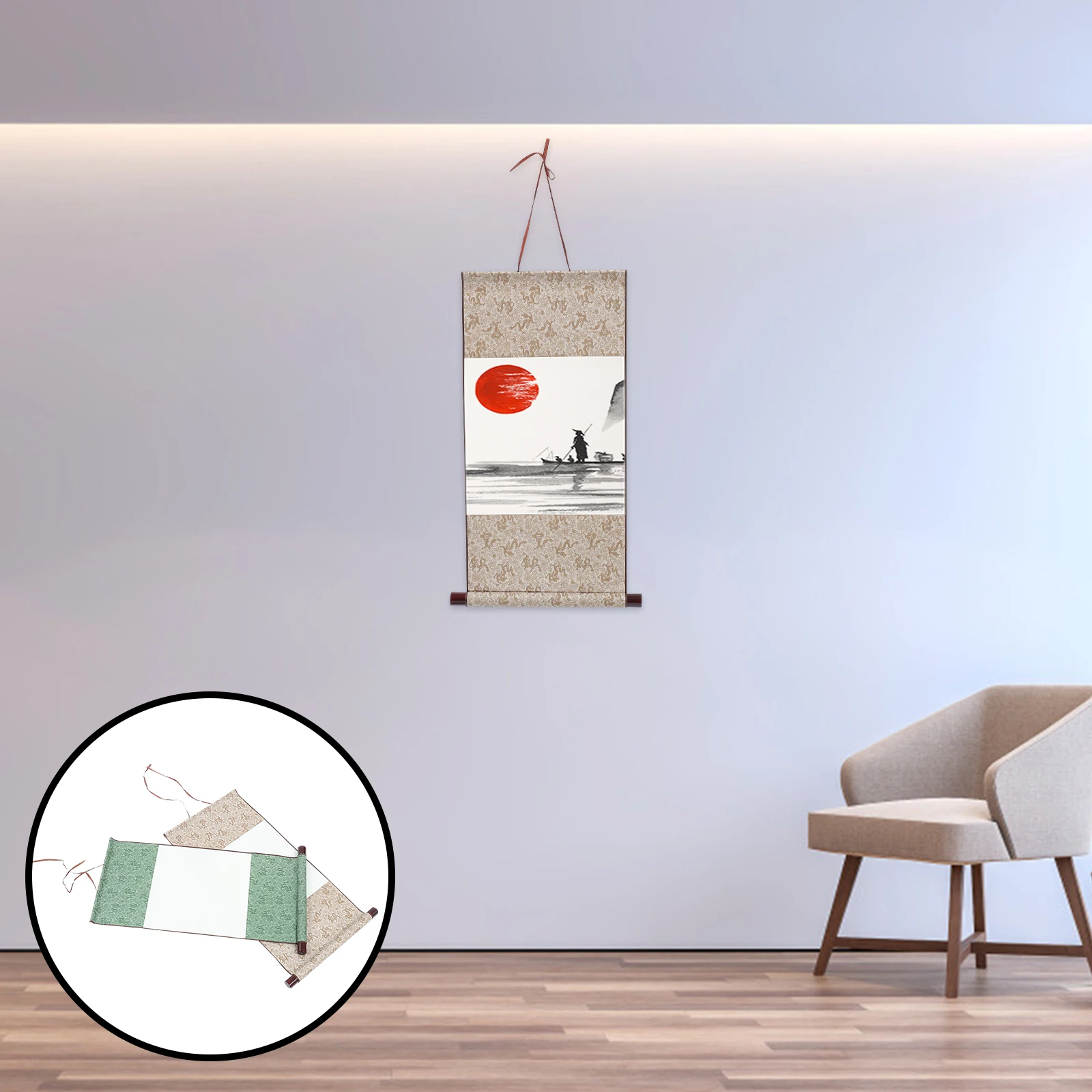

2 Pcs Blank Scroll Paper Calligraphy and Painting Empty Chinese Wall Hanging Office