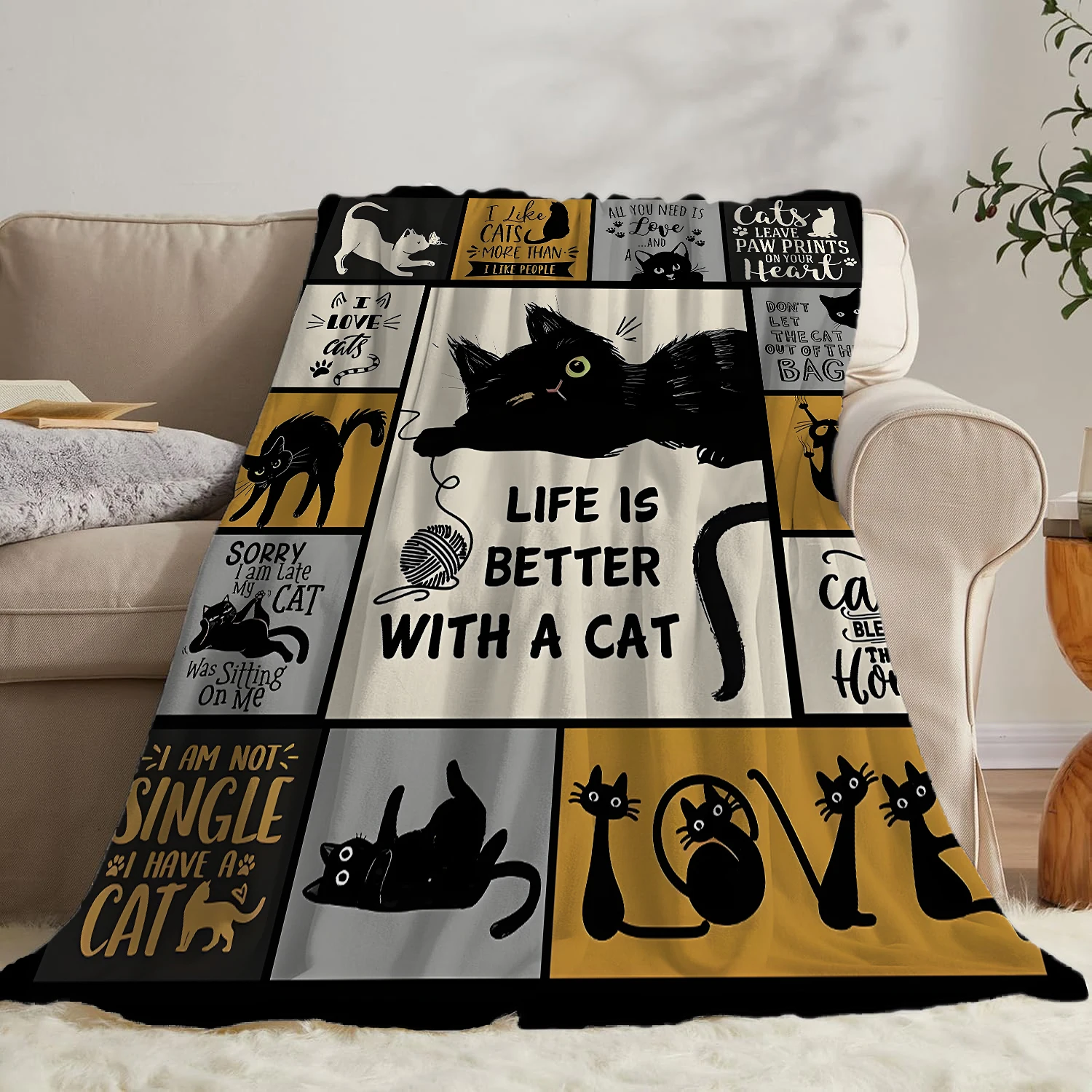 

Фланелевое одеяло с креативным принтом в виде причудливого кота, супермягкое и уютное одеяло для дивана и сна, одеяло для дома