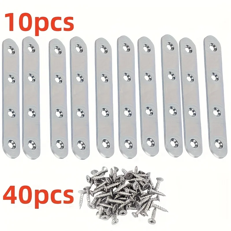 10-Piece Set Stainless Steel Angle Brackets with Screws 96mm 90-Degree Right Angle Furniture Connectors Industrial Hardware