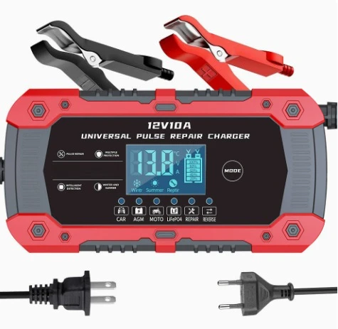 14.6V 10A Lithium Battery Charger for 12V Motorcycle Car Power Supply Fast Charging Device Compatible with LiFePO4 Pack