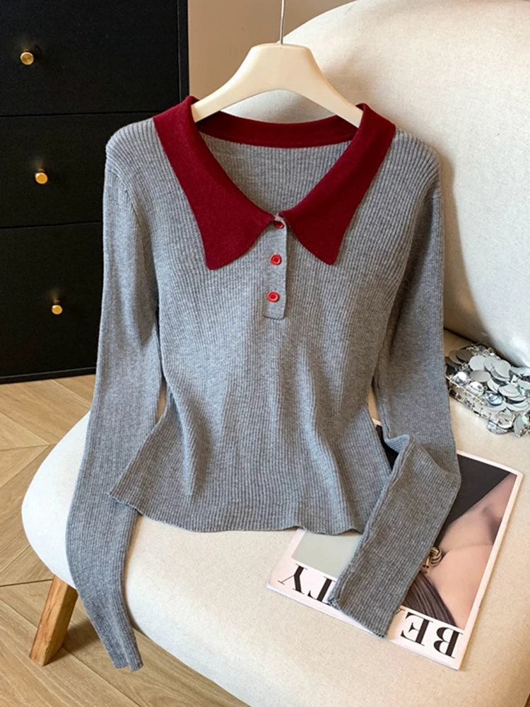 

Корейский женский трикотаж с воротником irt, облегающий базовый слой, топ, дизайн Sensation Ciwalk Long Sve, трикотаж