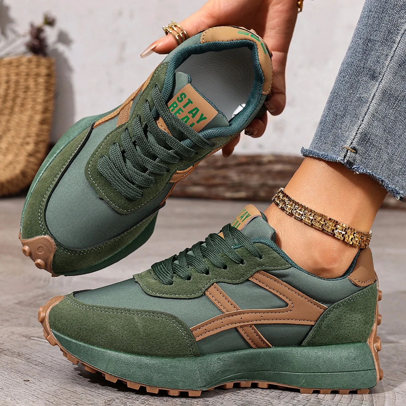 2025 Neue Damen-Sneaker Frühling Casual Schnür-Sportschuhe Luxus-Plattform Rutschfeste Laufschuhe Damen Zapatos De Mujer – Detail 10
