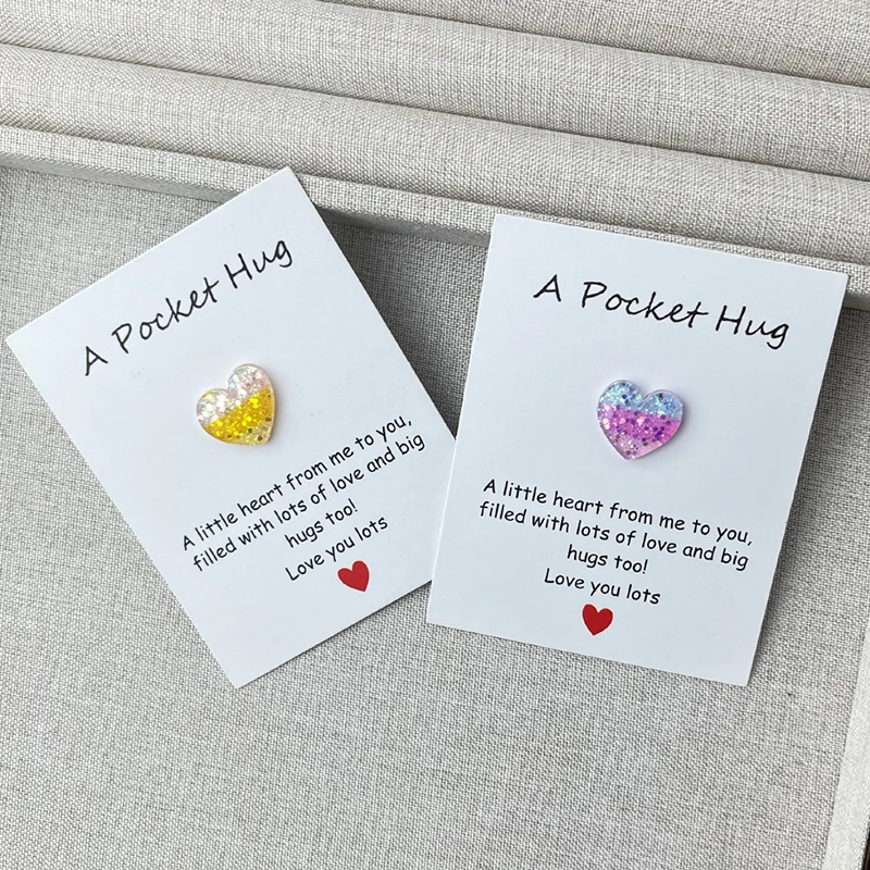 1Pc Cute Small Love Pocket Hug Decorated Resin Pocket Hug With Encouragement Card Mini Decorations Crafts For Family Friend