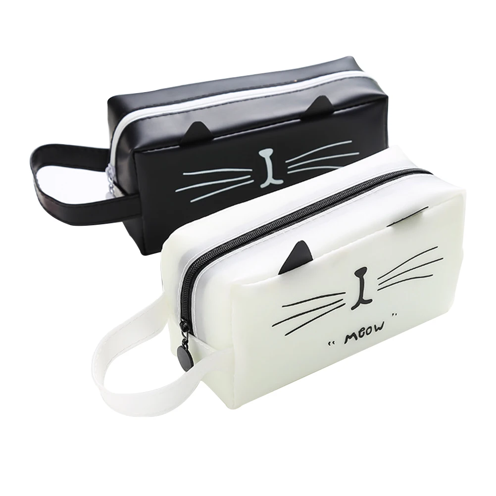 

2 Pcs Cat Zipper Pens Pencil Case Organizer Bag Funny Pencil Pouch Box for Kids Children