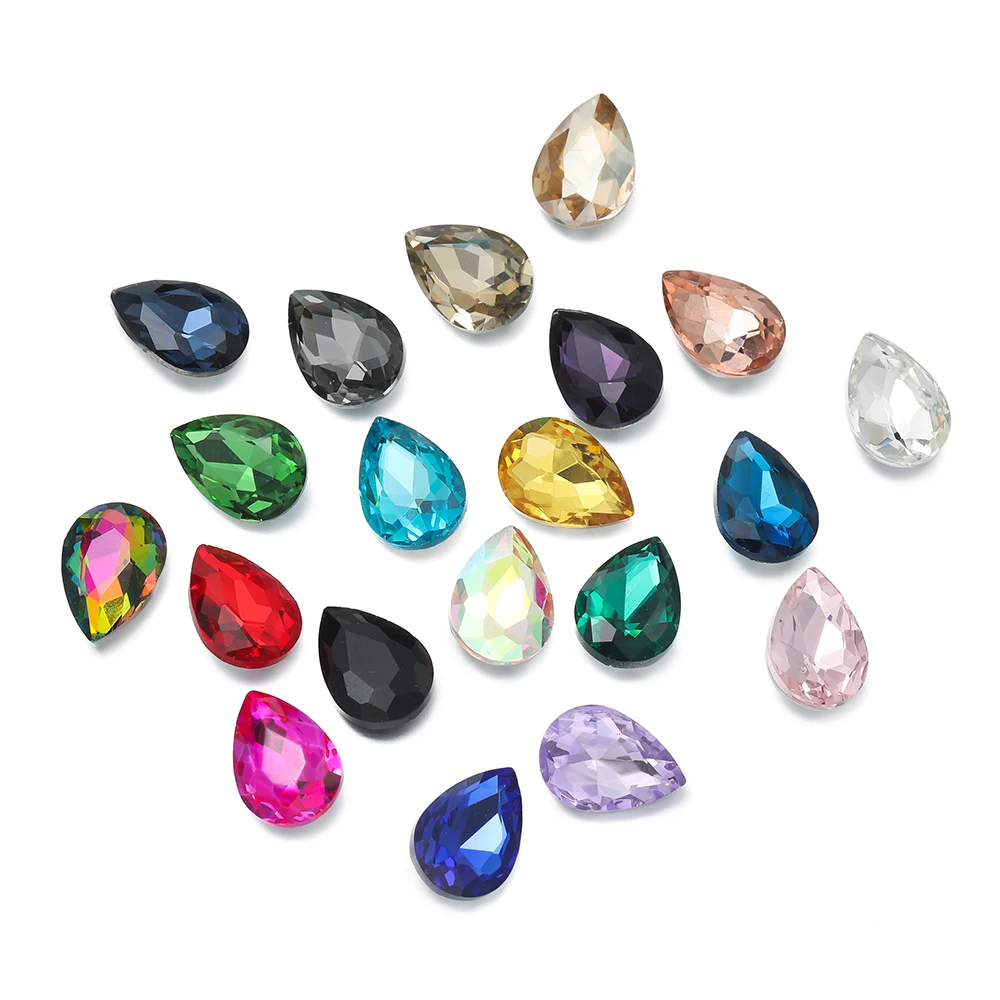 10pcs/Lot Colorful Water Drop Faceted Glass Rhinestones Charms for DIY Bracelet Necklace Findings Jewelry Accessories Supplies