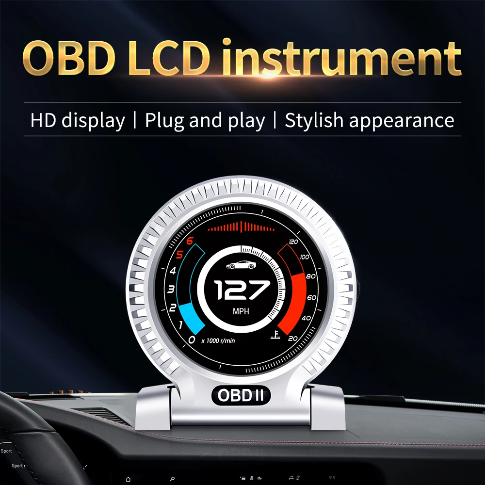 New F10 HUD Dual System OBD+GPS Car Diagnostic Tool Smart Digital Gauge with Clock Function