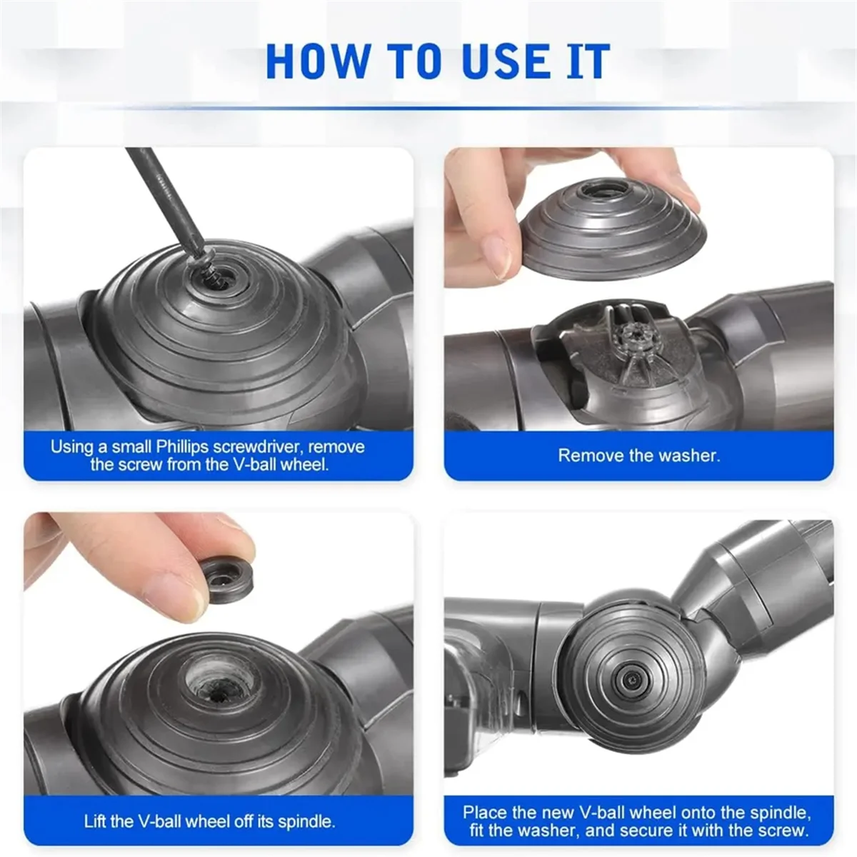 ГОРЯЧЕЕ колесо V-Ball для головки пылесоса Dyson с высоким крутящим моментом, подходит для беспроводного пылесоса Dyson V6 V7 V8 V10 V11 V15