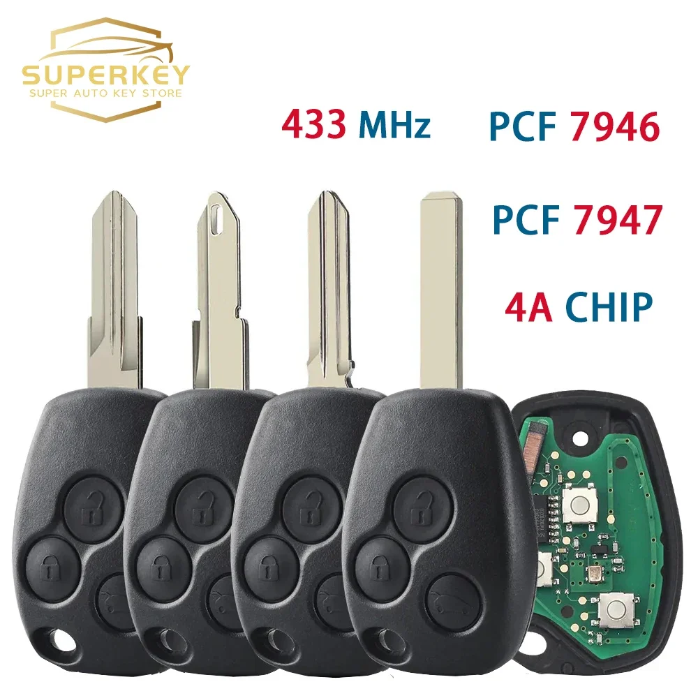 SUPERKEY Remote Car Key 433MHz For Renault Trafic Vivaro Primastar Movano Dacia Twingo Symbol Sandero PCF7946 7947 4A Chip