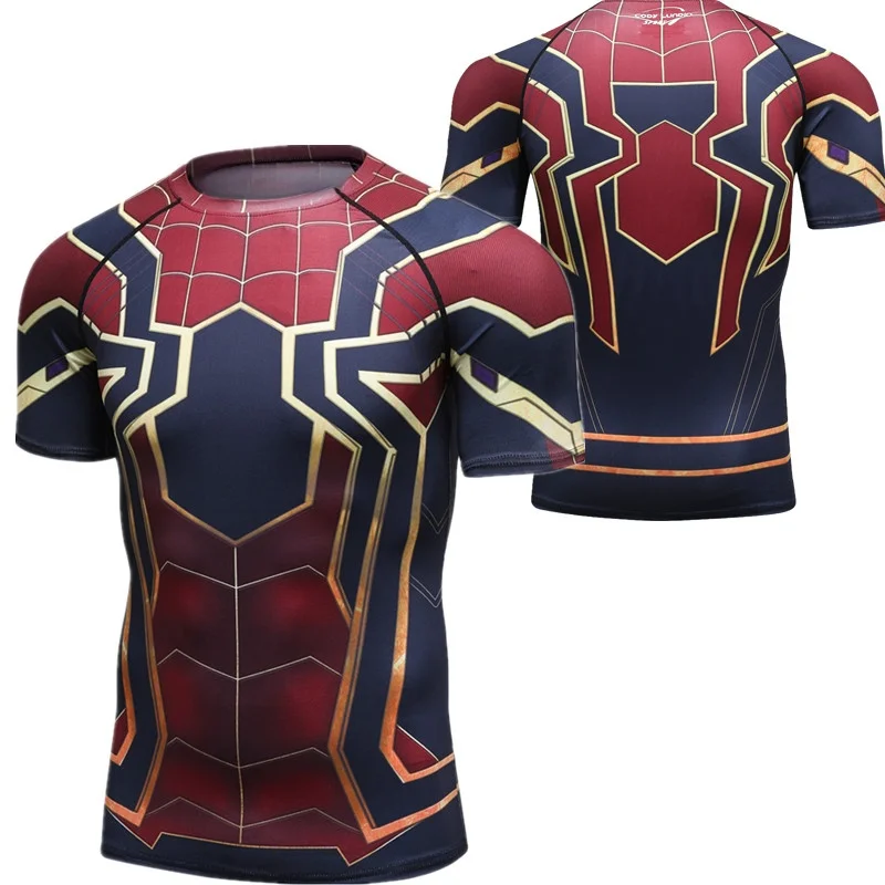 

2026 new summer men's Spider Man Infinity War Iron Spider Man suit Star Wars round neck short sleeved T-shirt