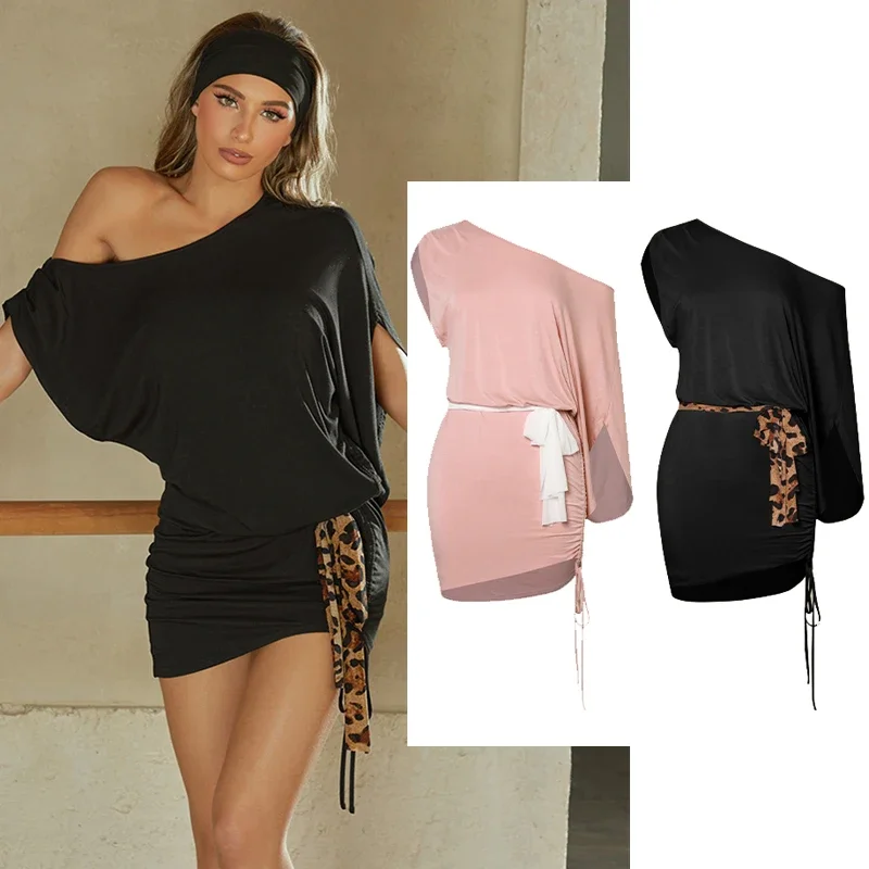 2025 ชุดเต้นรําละตินผู้หญิงแขนค้างคาวสีดําชุดผู้ใหญ่ฝึกเสื้อผ้า Rumba Dance เครื่องแต่งกายเซ็กซี่การแข่งขันชุด