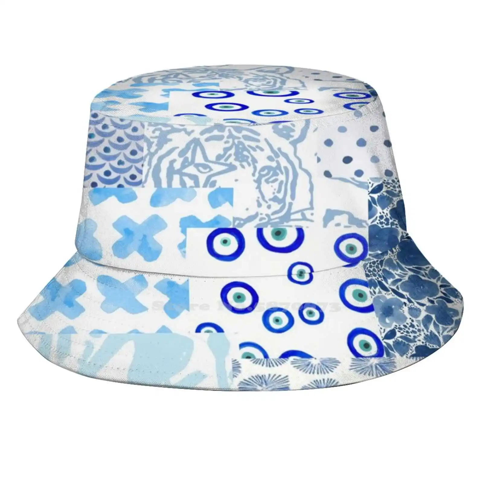 Blue Clue Collage Bucket Hat Sunscreen Hats Loveshackfancy Blue Collage Rollerrabbit Preppy Eyes Floral Cute